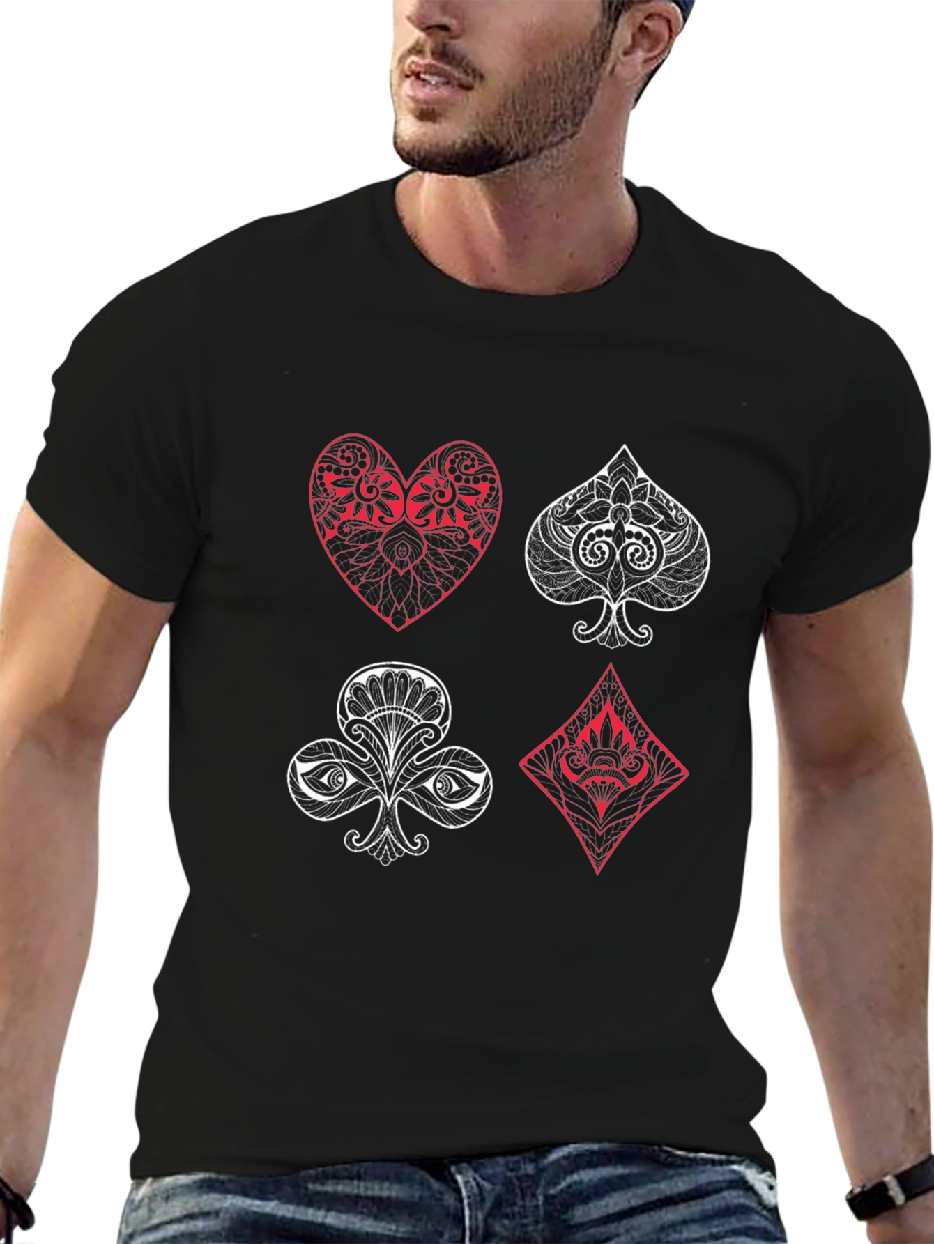 Playing Card Suits Graphic Tee - Unique Design