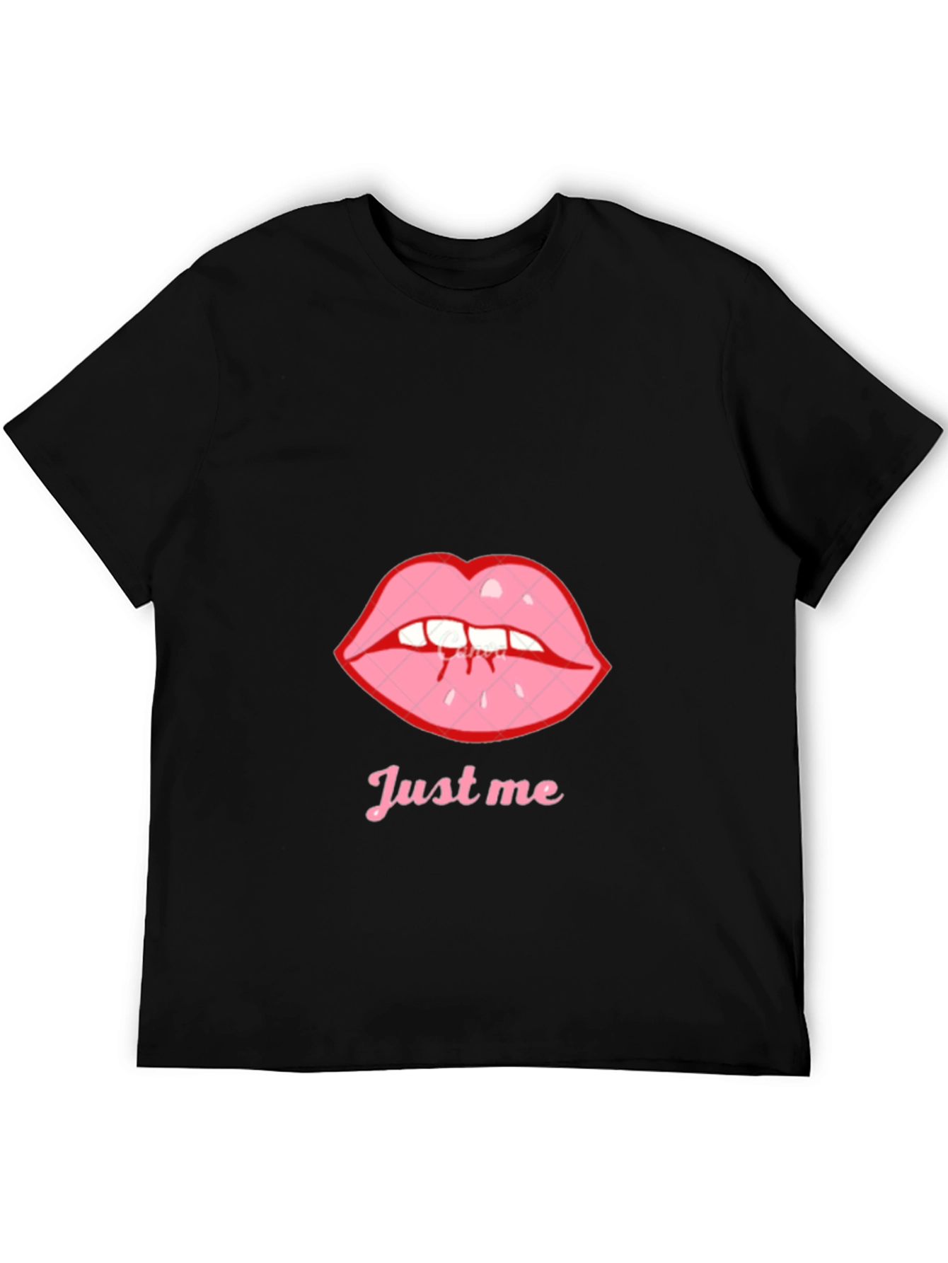 Black Tee with Just Me Lips Graphic