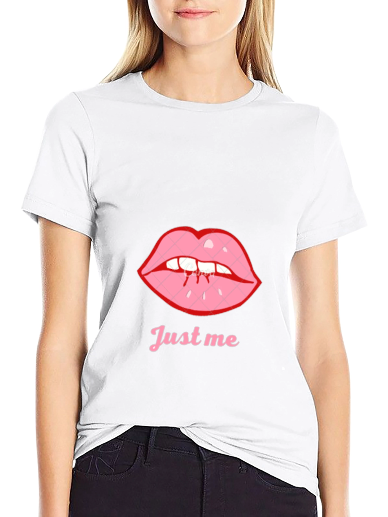 Black Tee with Just Me Lips Graphic