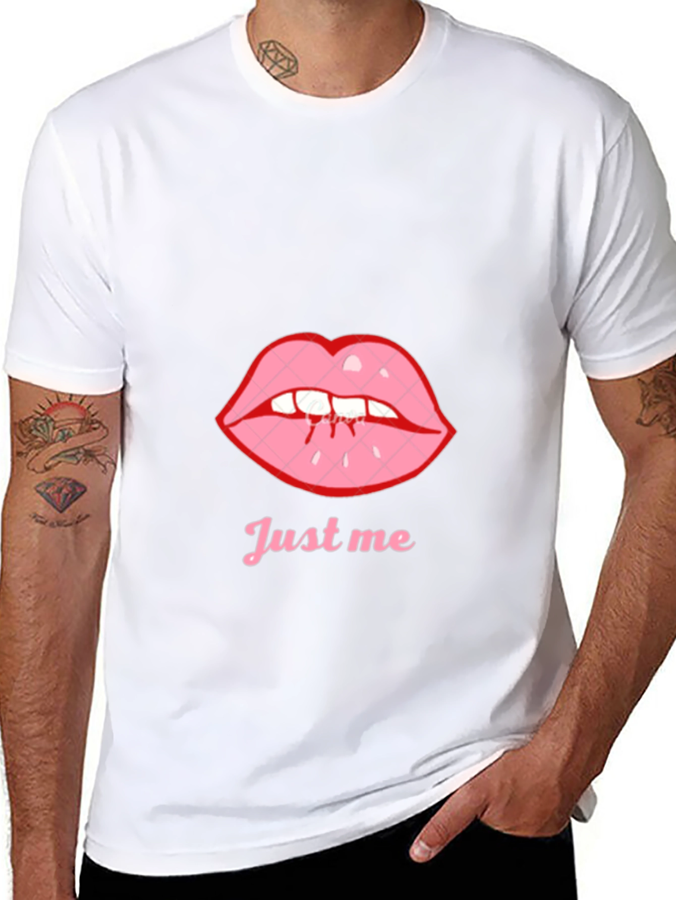 Black Tee with Just Me Lips Graphic
