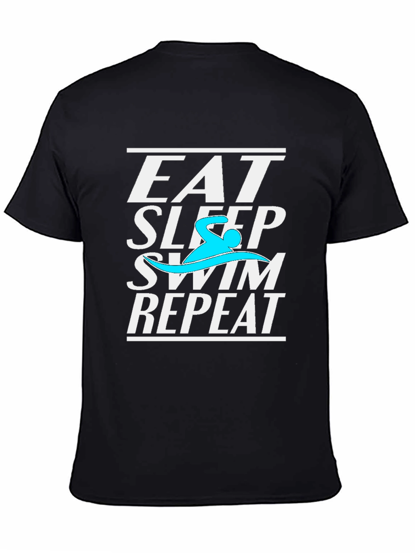 Eat Sleep Swim Repeat Black Graphic T-Shirt
