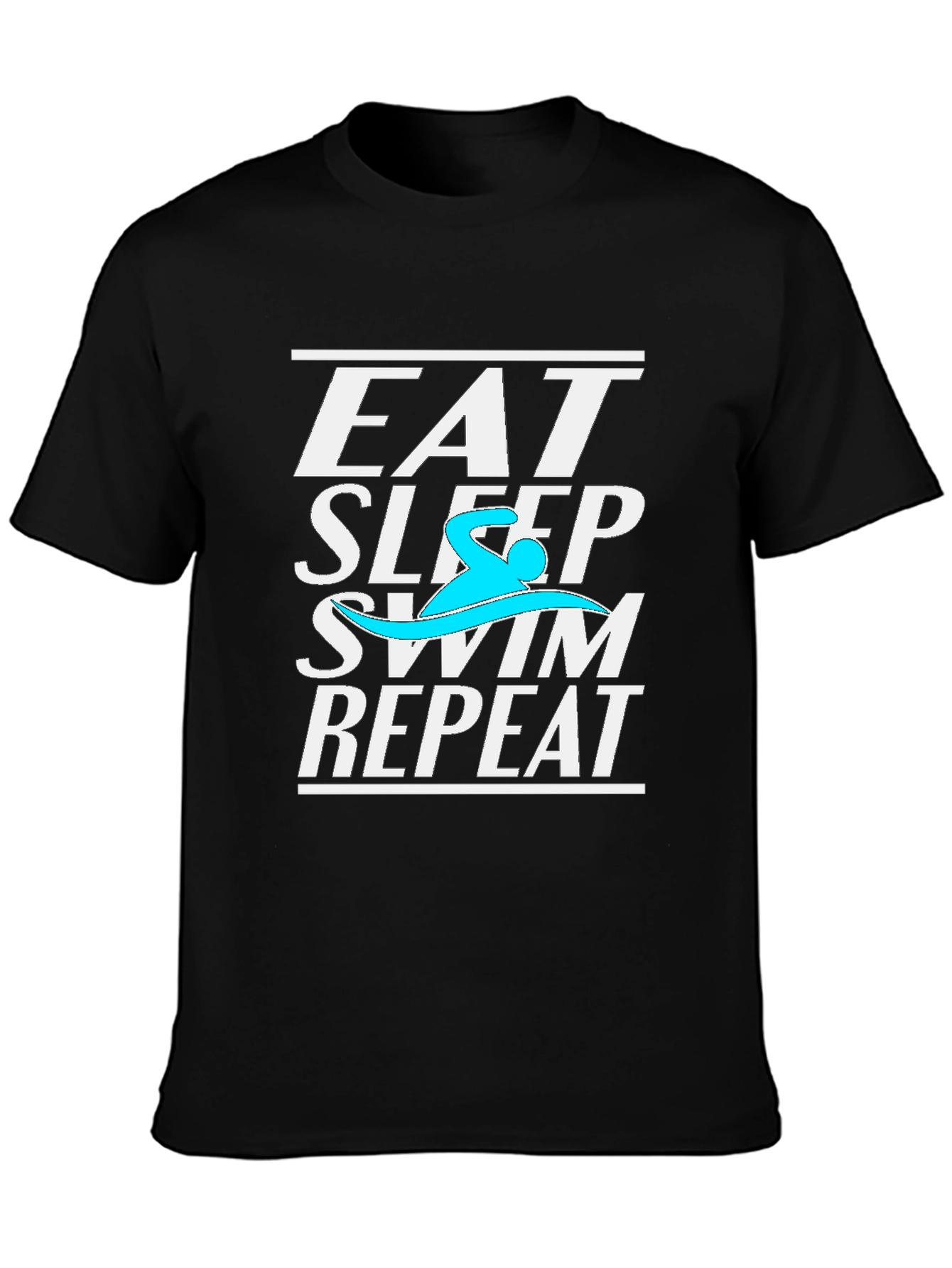 Eat Sleep Swim Repeat Black Graphic T-Shirt
