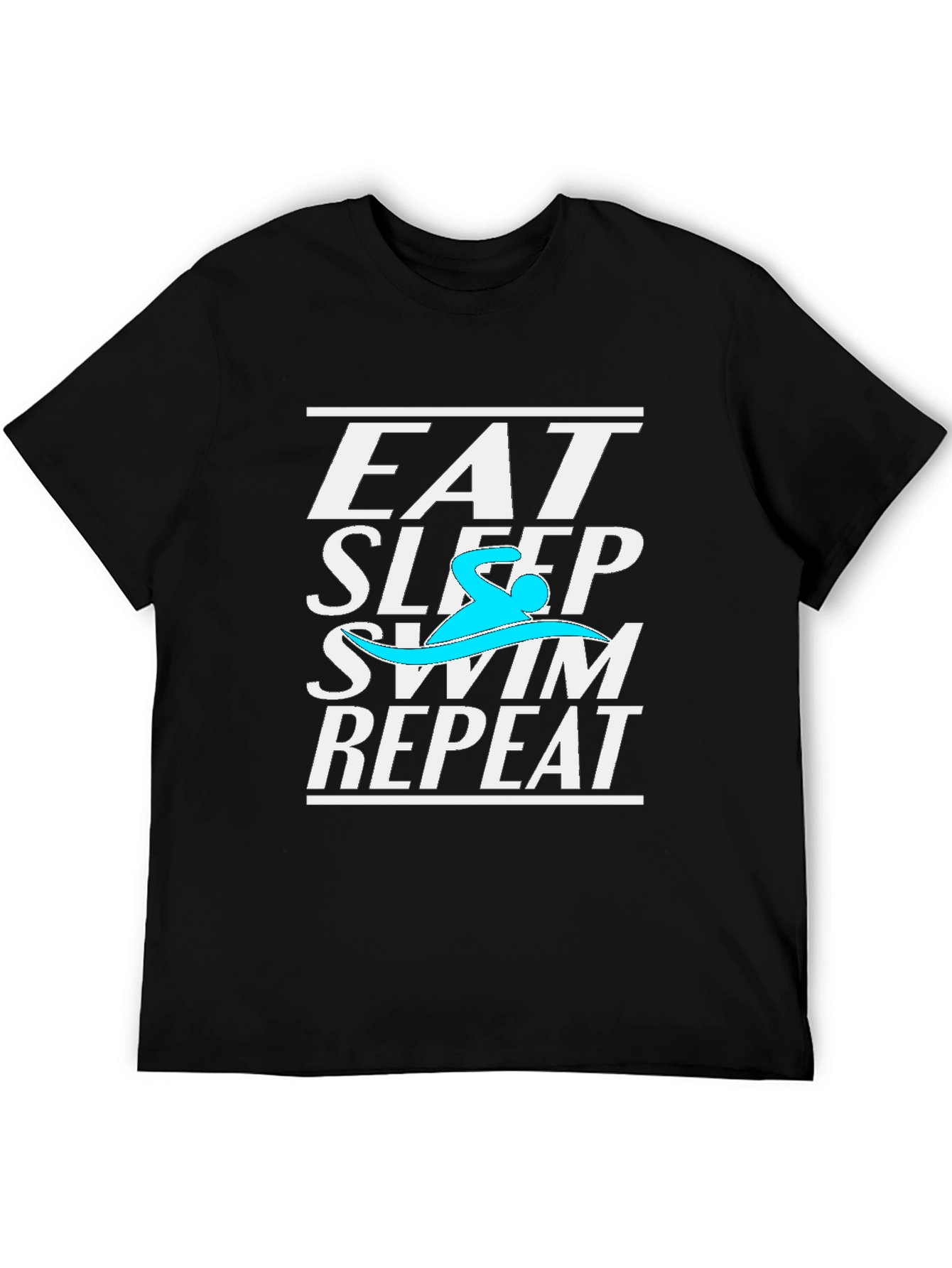 Eat Sleep Swim Repeat Black Graphic T-Shirt