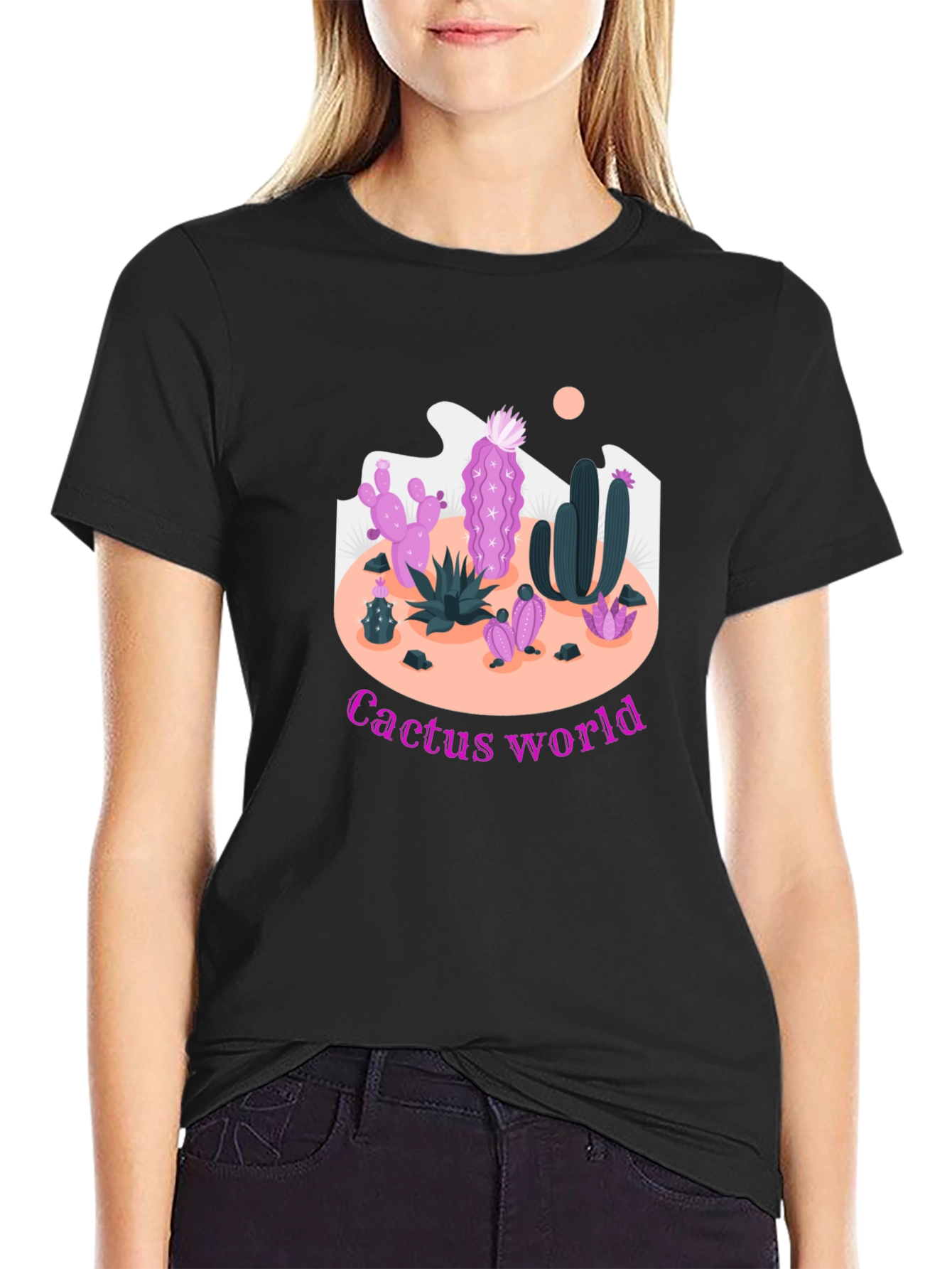 Cactus World Graphic Tee - Unique Desert Design