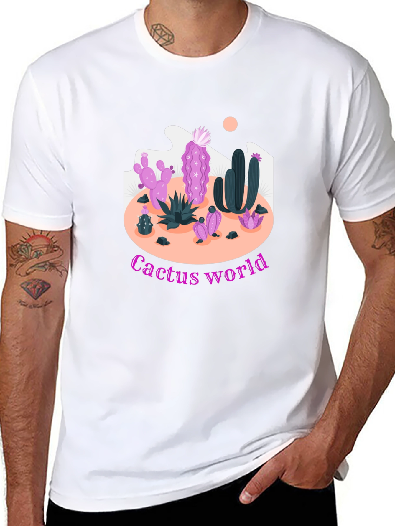 Cactus World Graphic Tee - Unique Desert Design