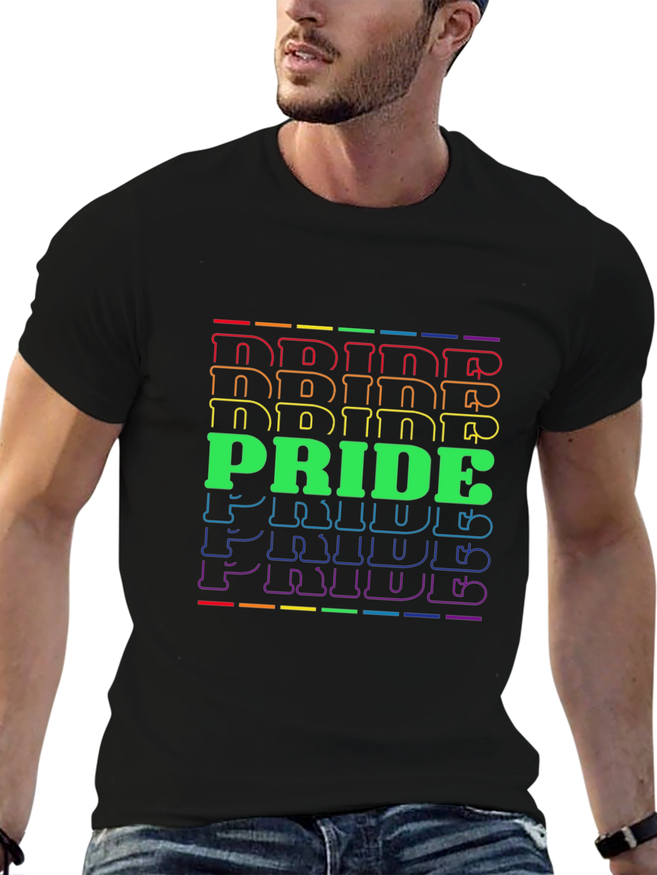 Pride Rainbow Graphic T-Shirt Black