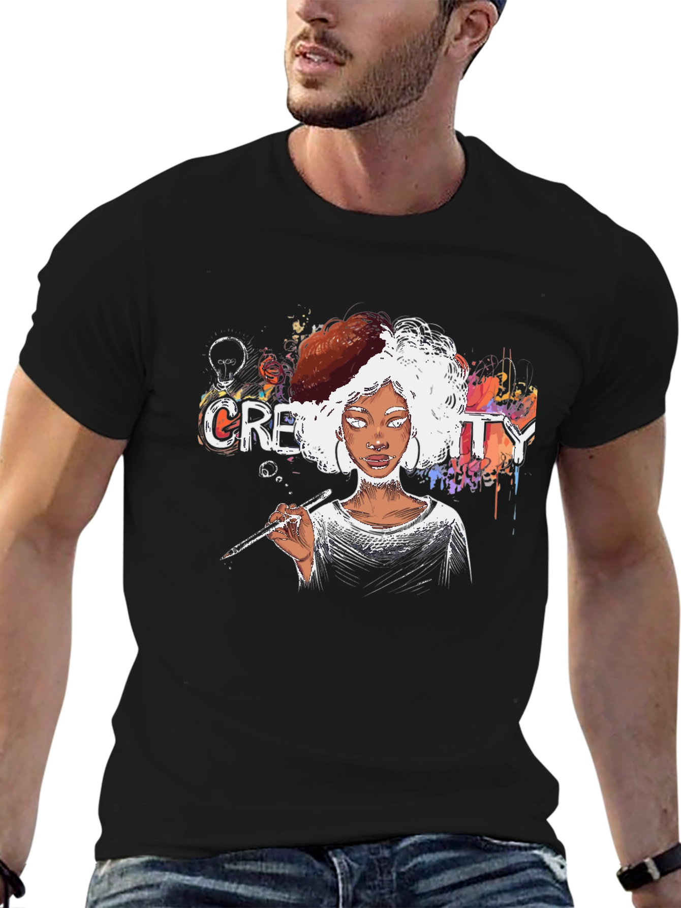 Creative Afro Woman Graphic T-Shirt