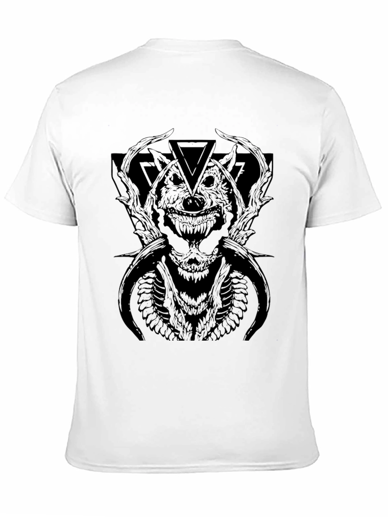 Mens Black Graphic Tee - Wolf Monster Design