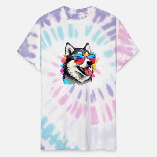 Colorful Alaskan Malamute Dog With Sunglasses
