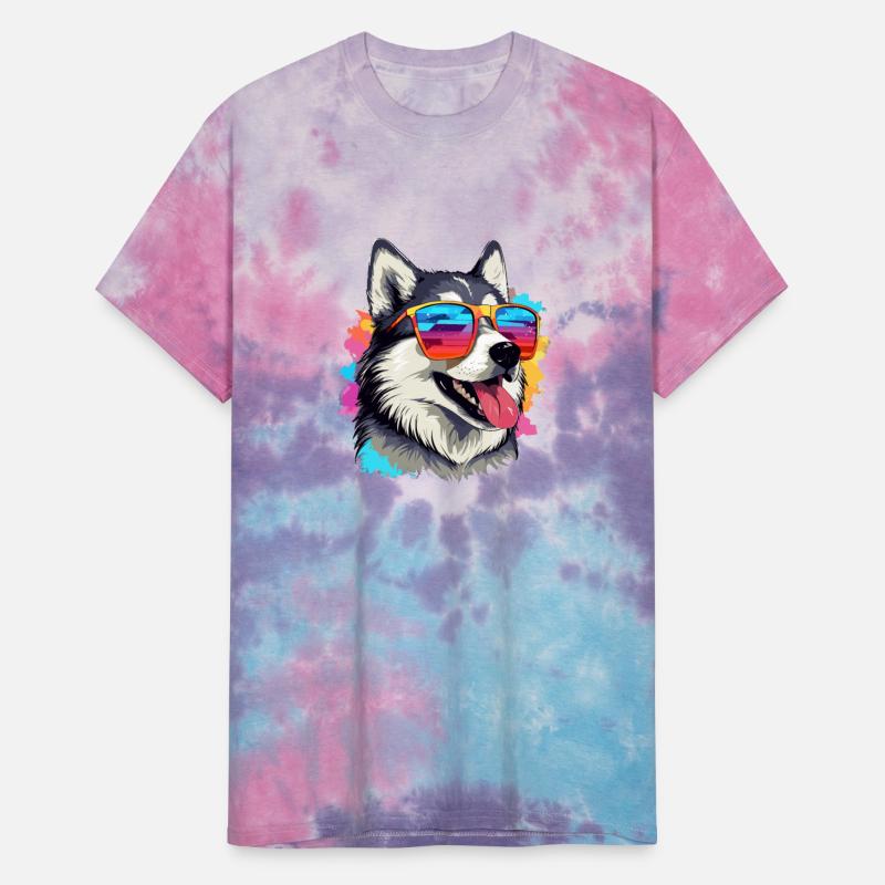 Colorful Alaskan Malamute Dog With Sunglasses