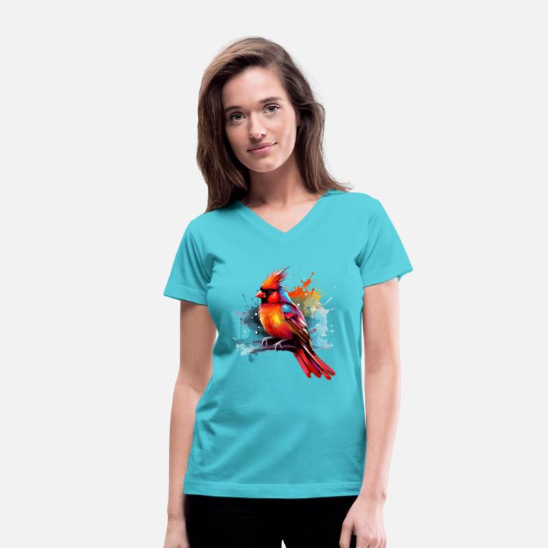 Colorful cardinal bird color splash