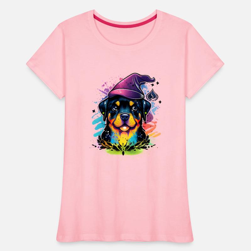 Colorful Kawaii Rottweiler Wizard