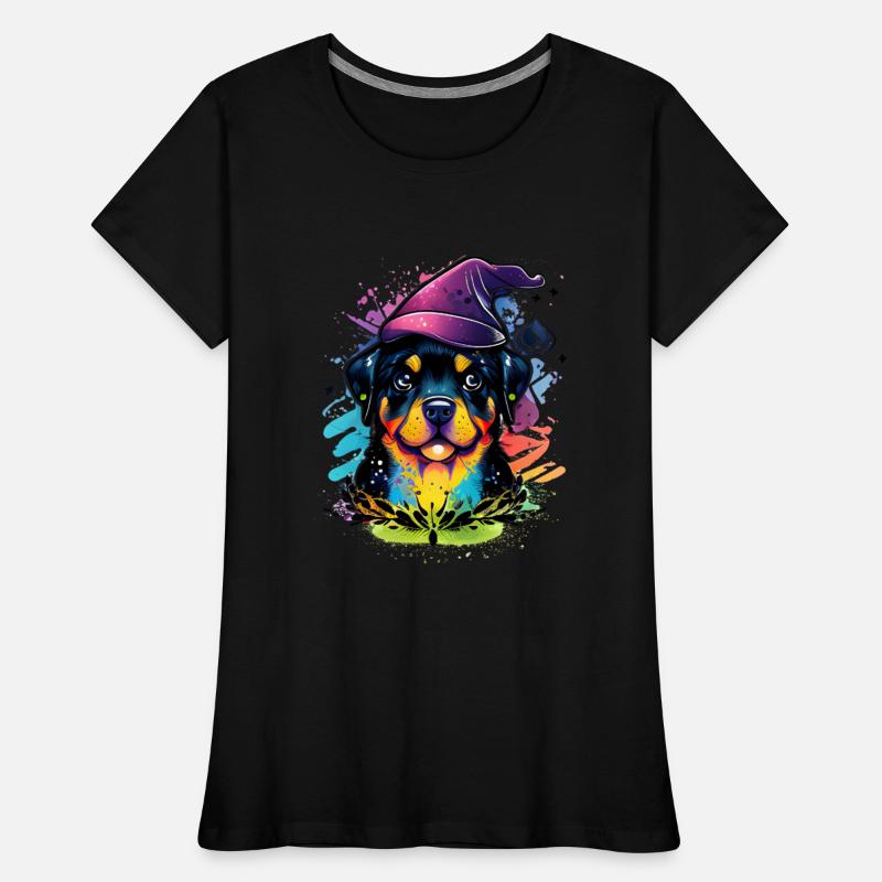 Colorful Kawaii Rottweiler Wizard