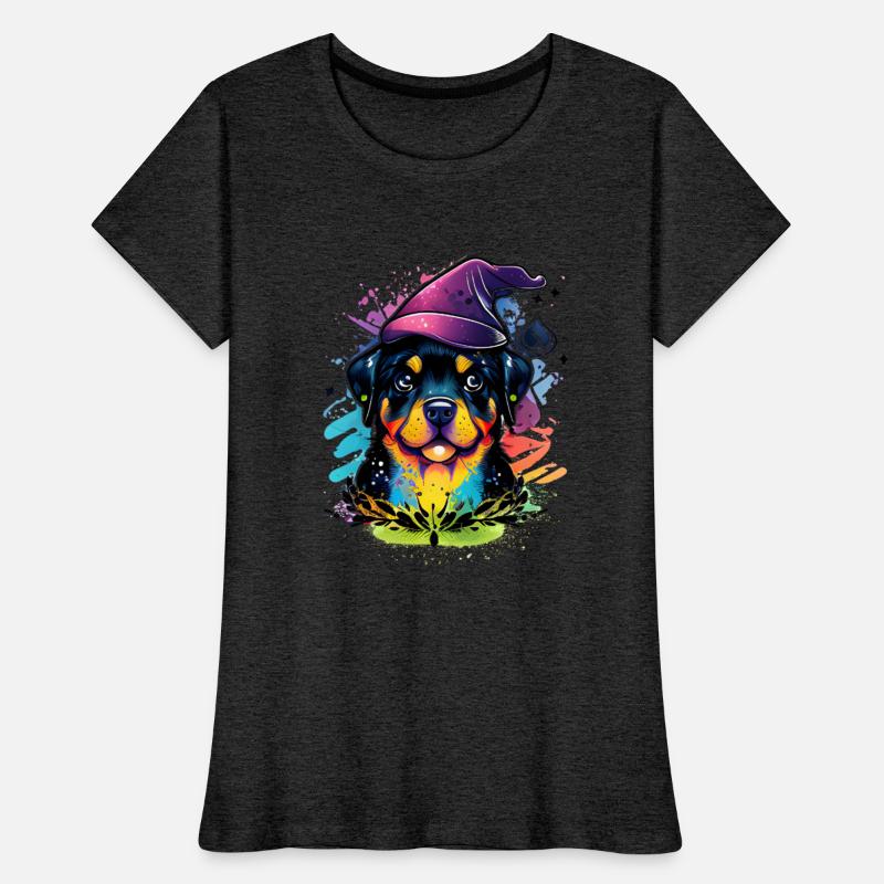 Colorful Kawaii Rottweiler Wizard