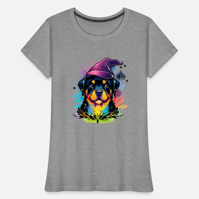 Colorful Kawaii Rottweiler Wizard