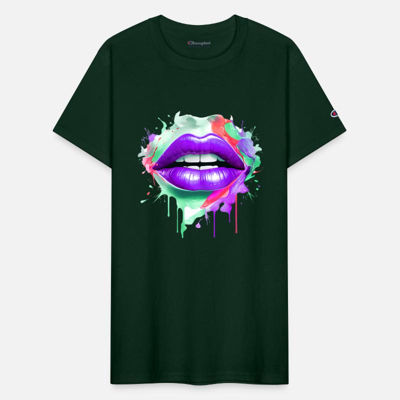 Colorful Lips Kissing Mouth Woman Face