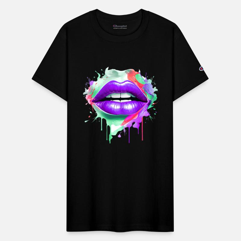 Colorful Lips Kissing Mouth Woman Face