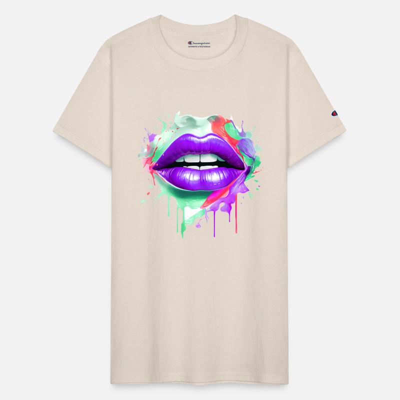 Colorful Lips Kissing Mouth Woman Face