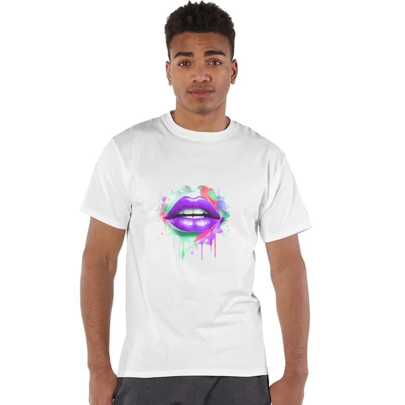 Colorful Lips Kissing Mouth Woman Face