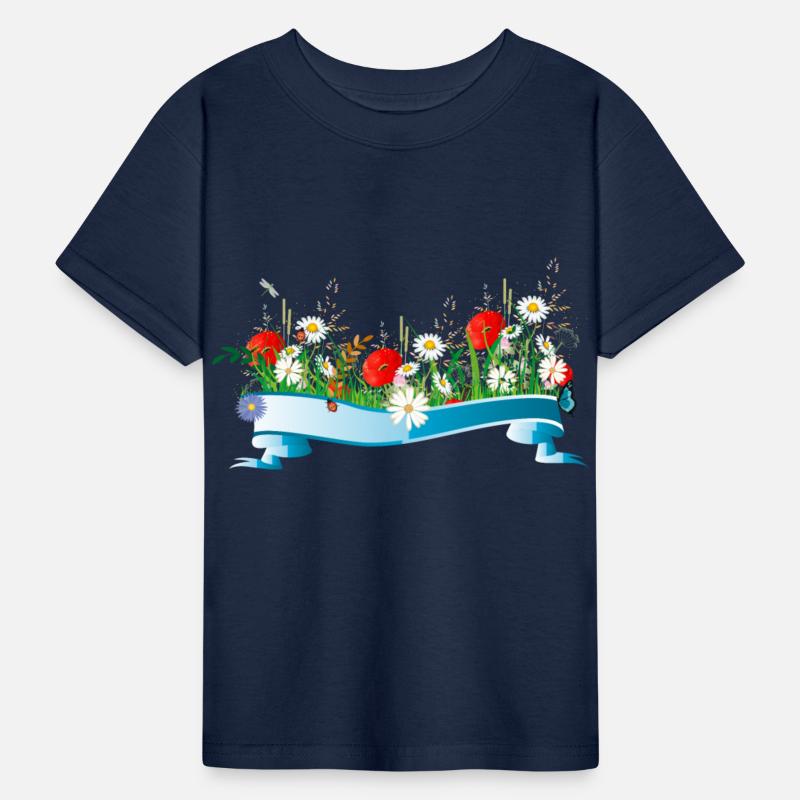 colorful spring meadow with flowers and insects