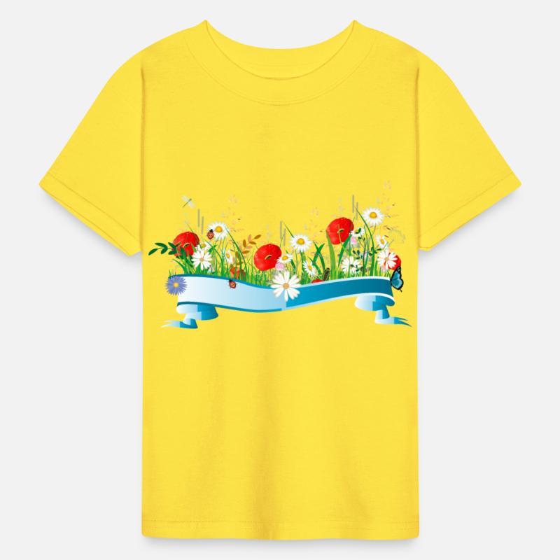 colorful spring meadow with flowers and insects