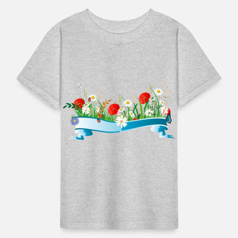 colorful spring meadow with flowers and insects