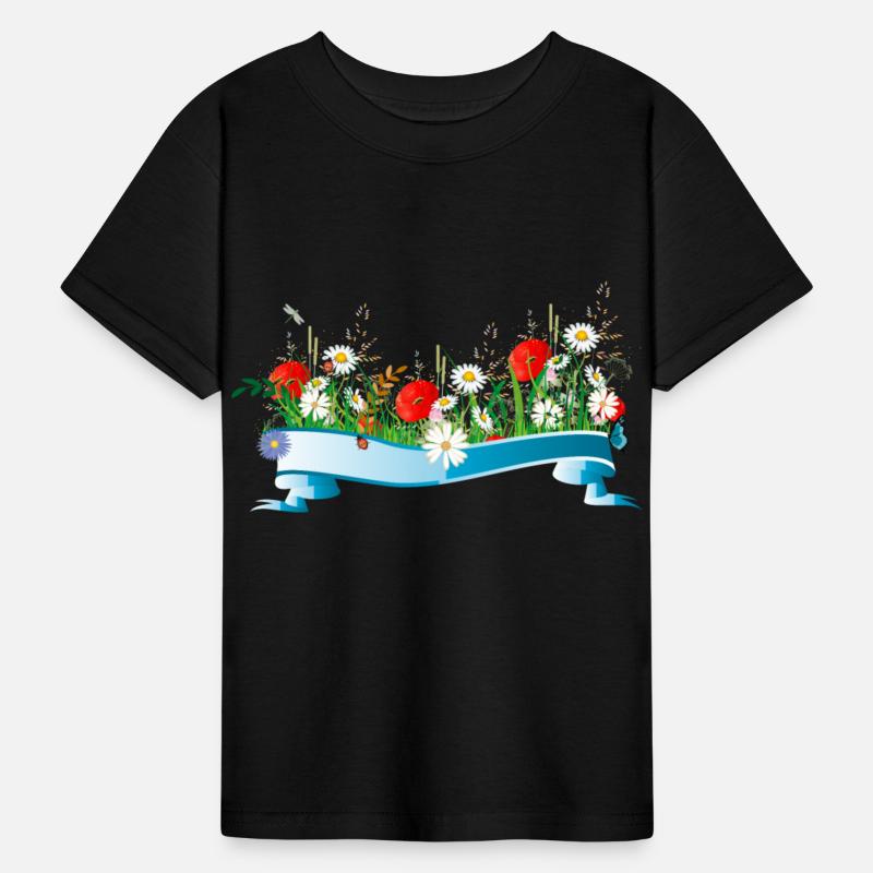 colorful spring meadow with flowers and insects