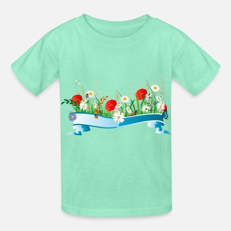 colorful spring meadow with flowers and insects