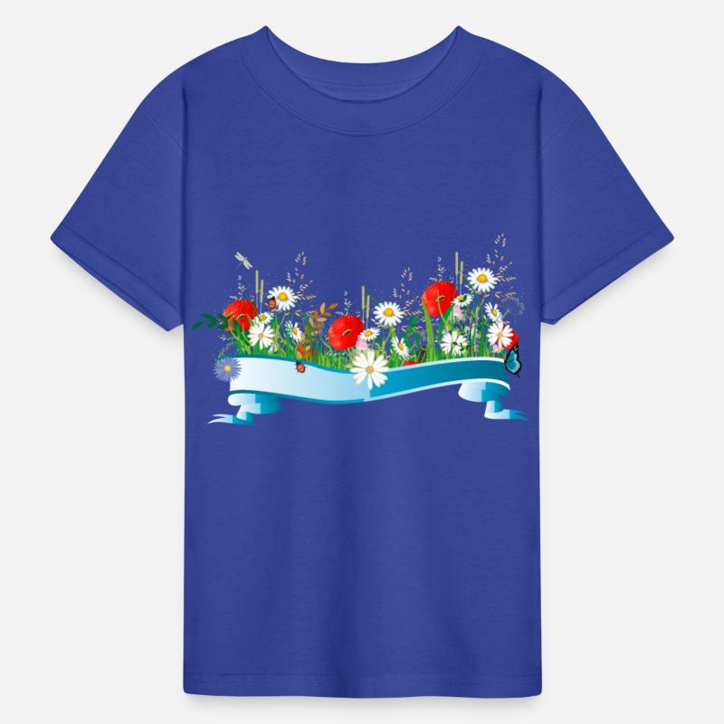 colorful spring meadow with flowers and insects