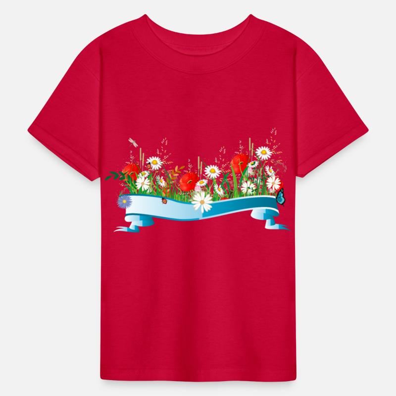 colorful spring meadow with flowers and insects