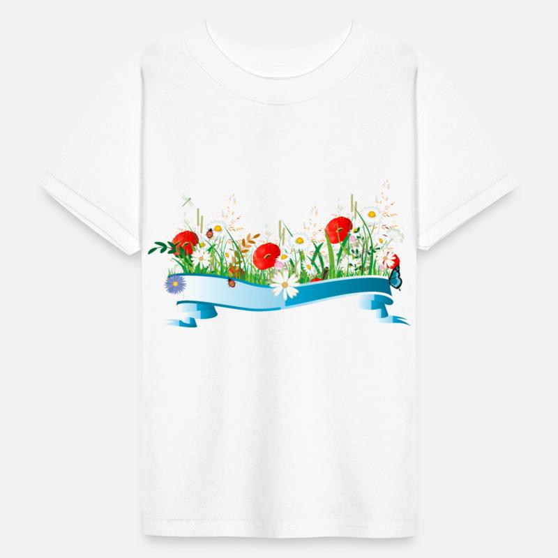 colorful spring meadow with flowers and insects