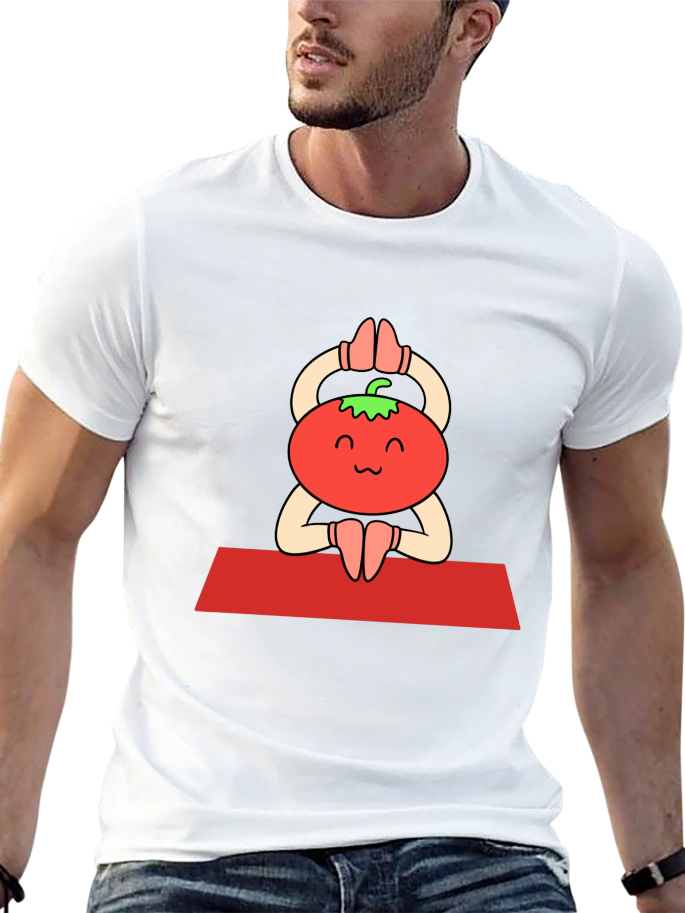 Tomato Yoga Pose Black T-Shirt