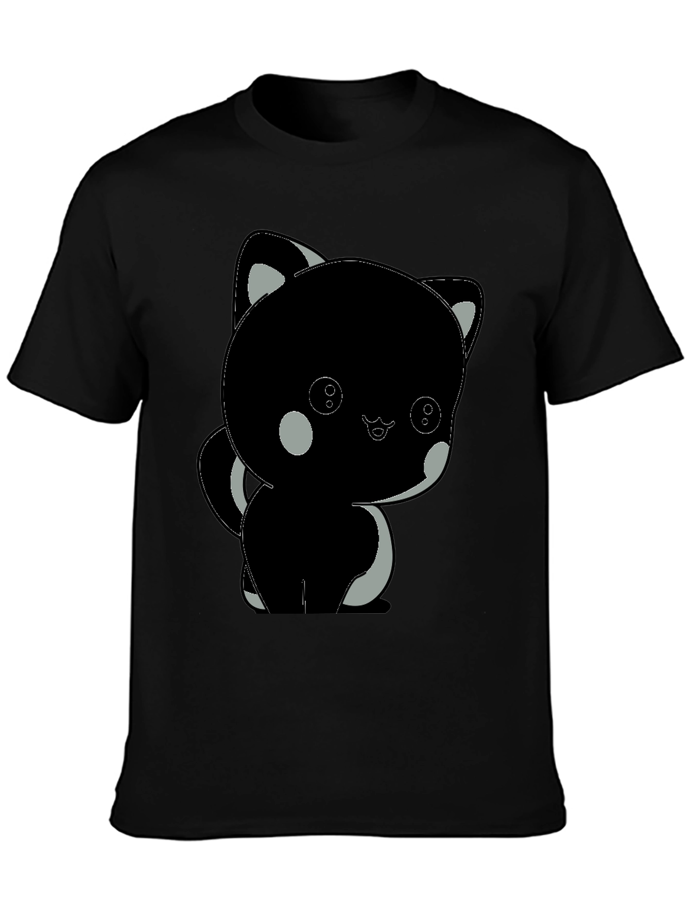 Cute Black Cat Graphic T-Shirt