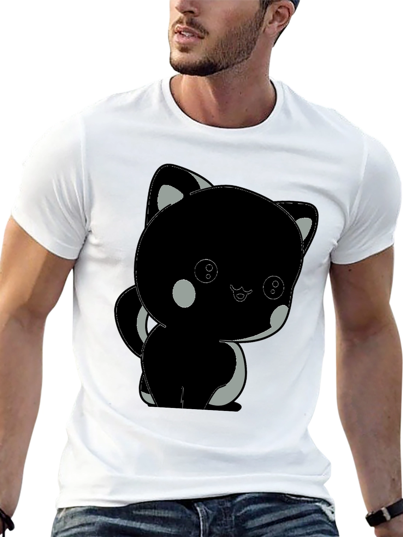 Cute Black Cat Graphic T-Shirt