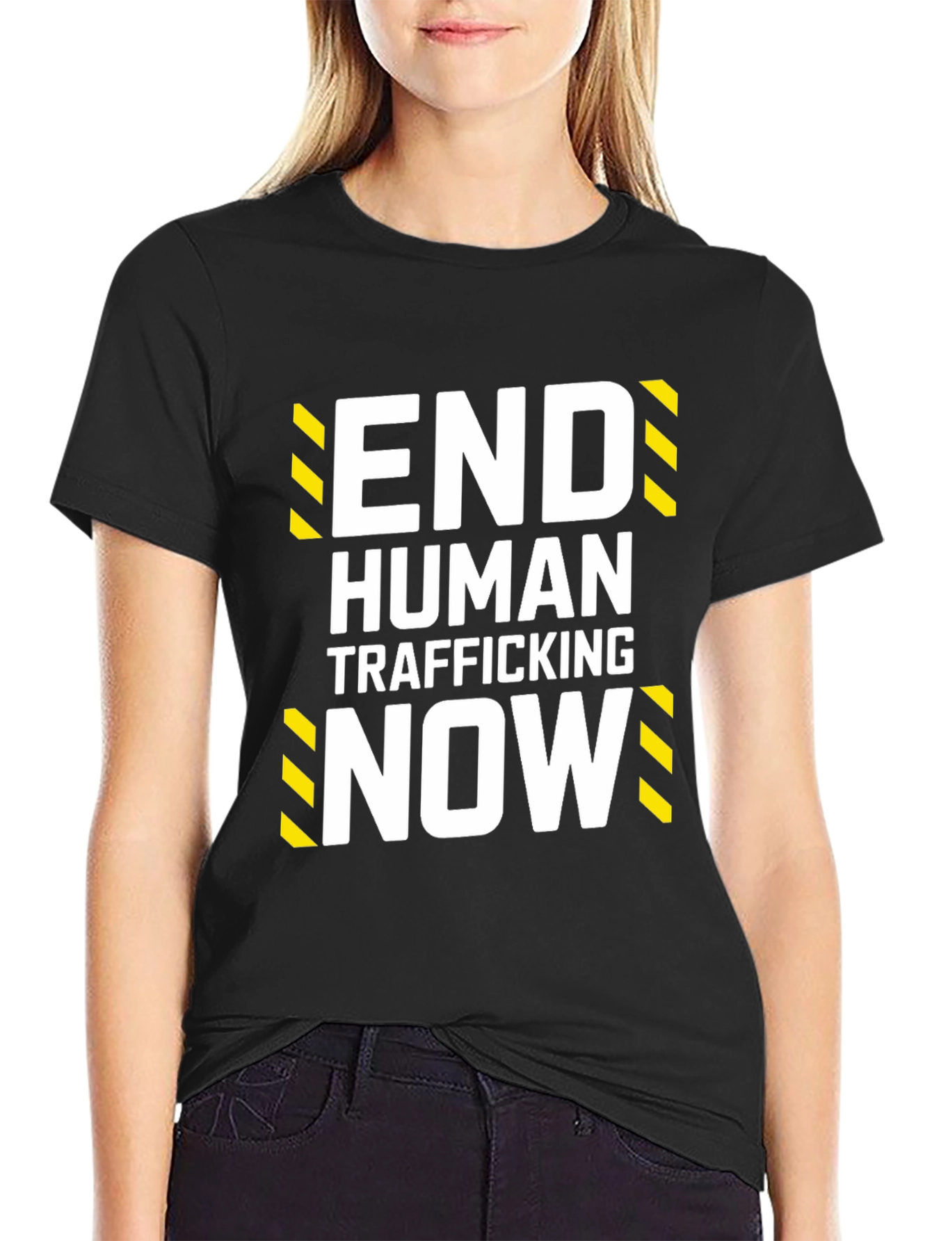 End Human Trafficking Now Black Graphic T-Shirt