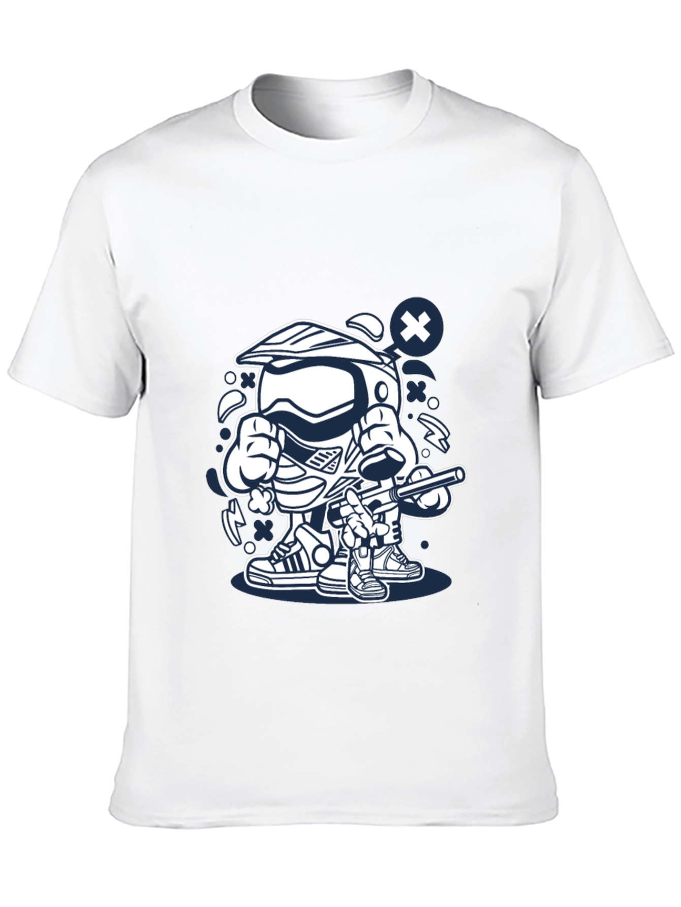 Cool Cartoon Motocross Rider Black T-Shirt