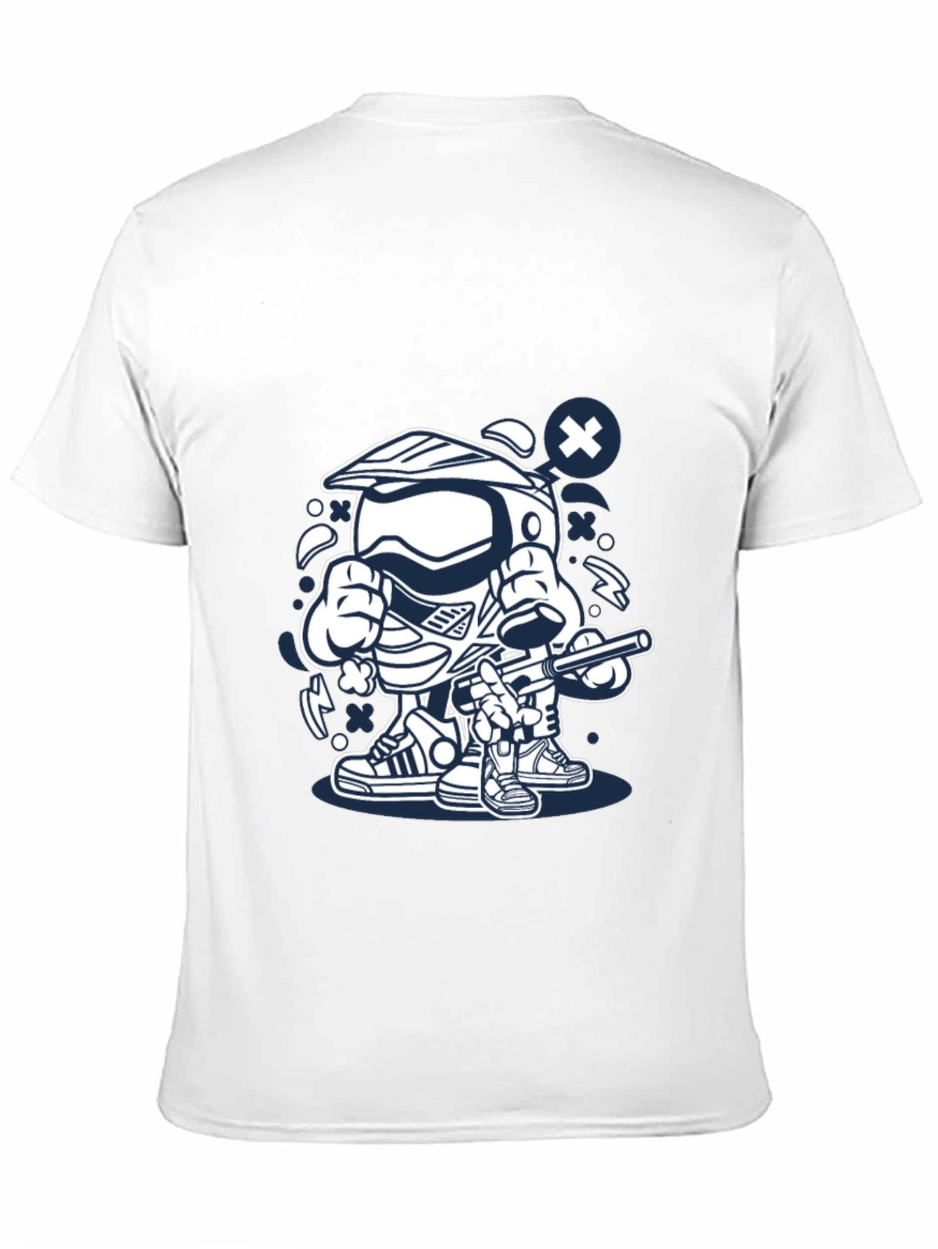 Cool Cartoon Motocross Rider Black T-Shirt