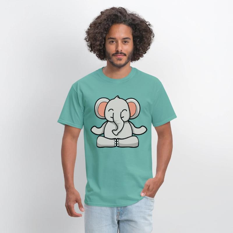 Cute elephant in meditation pose crossed legs yoga