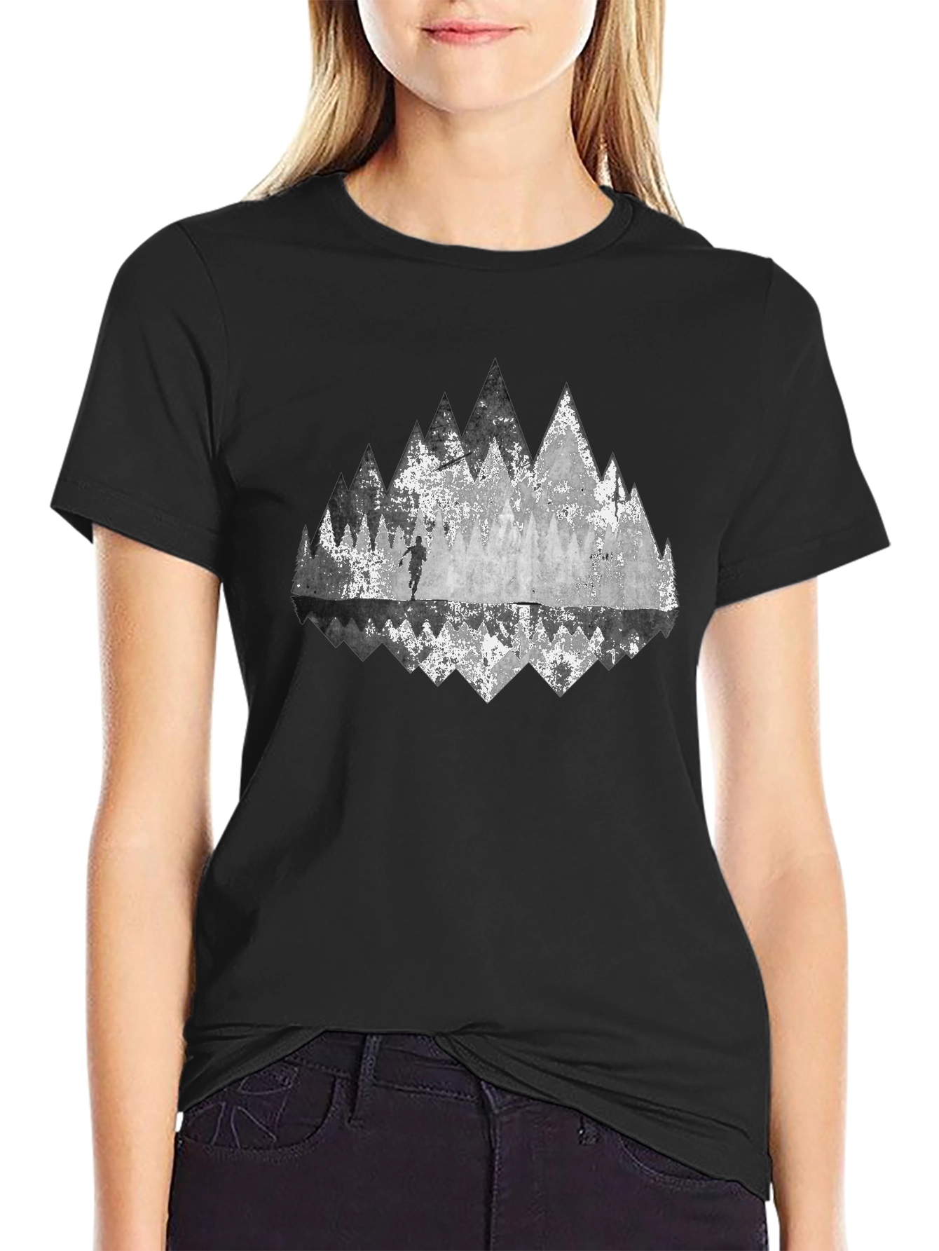 Mountain Reflection Graphic Tee - Black