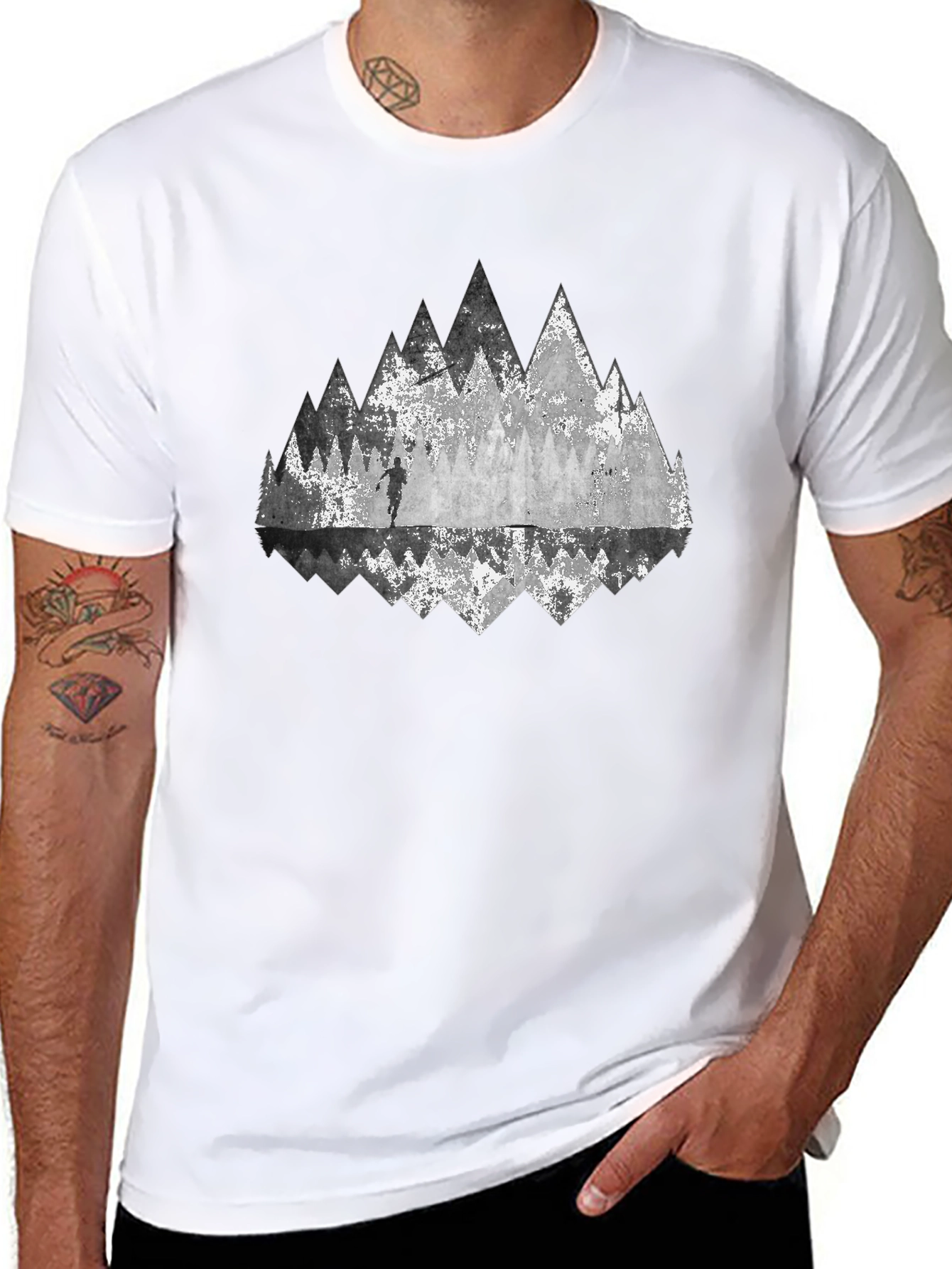 Mountain Reflection Graphic Tee - Black