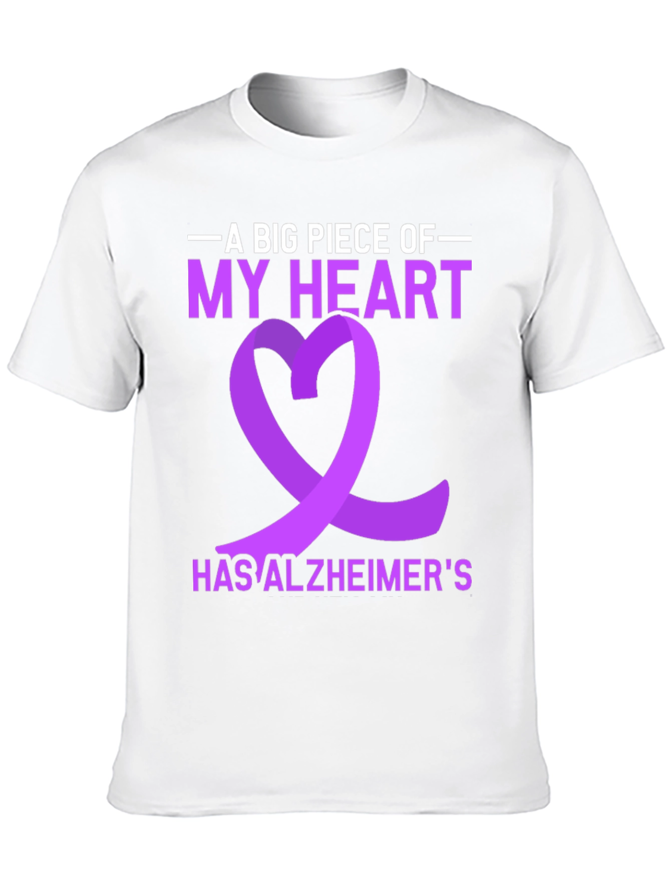 Alzheimers Awareness Ribbon Heart Graphic T-Shirt