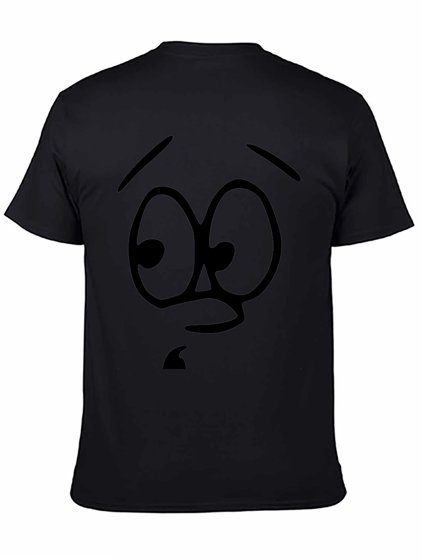 Funny Cartoon Face Black T-Shirt