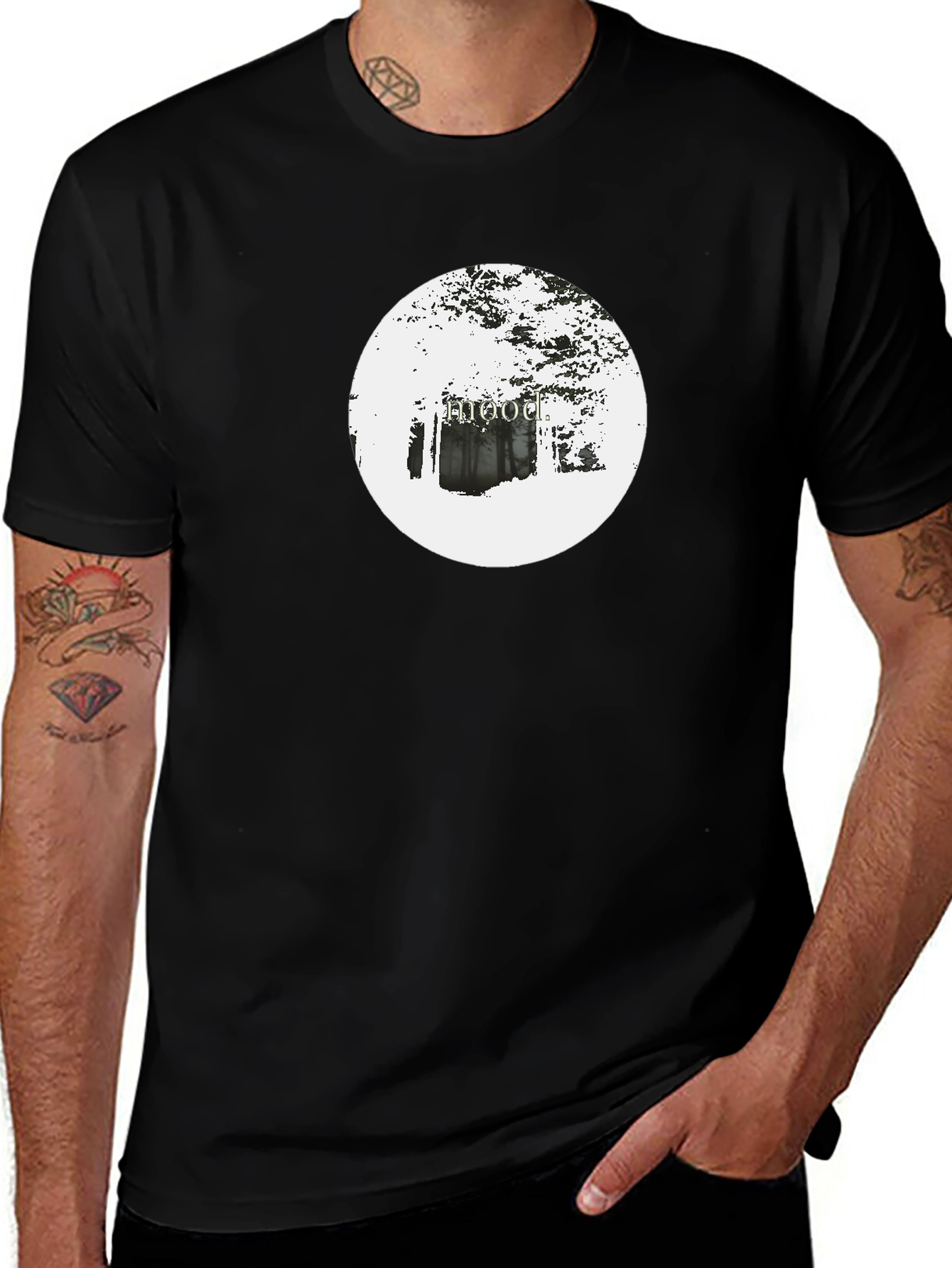 Black T-Shirt with Hooded Circle Design