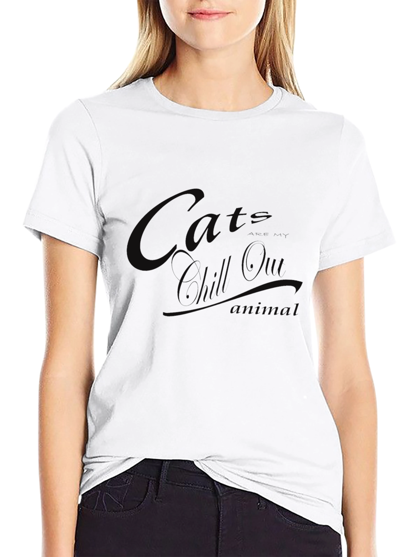 Chill Out Cats T-Shirt - Black Crew Neck Tee