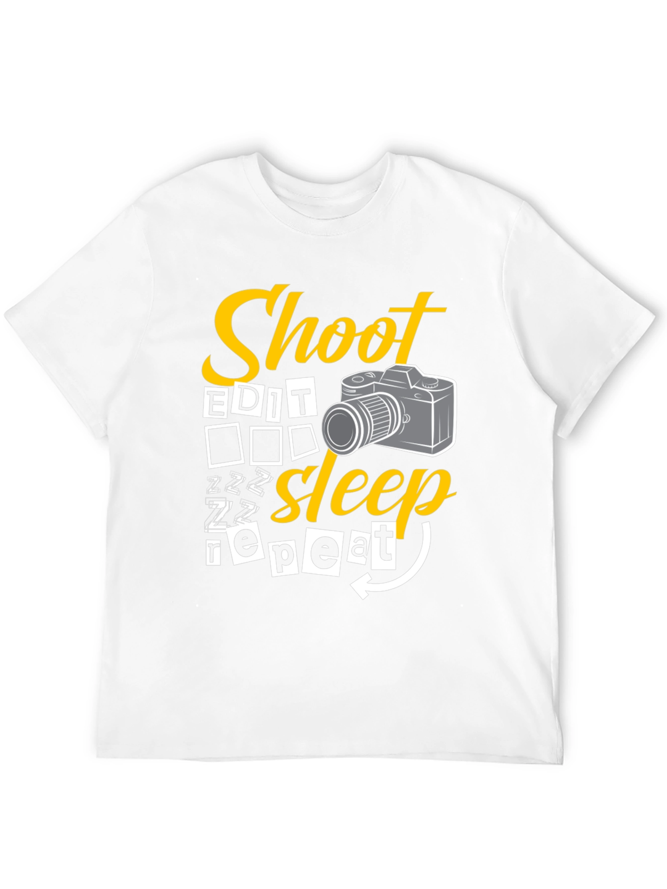 Shoot Edit Sleep Repeat Black Graphic T-Shirt