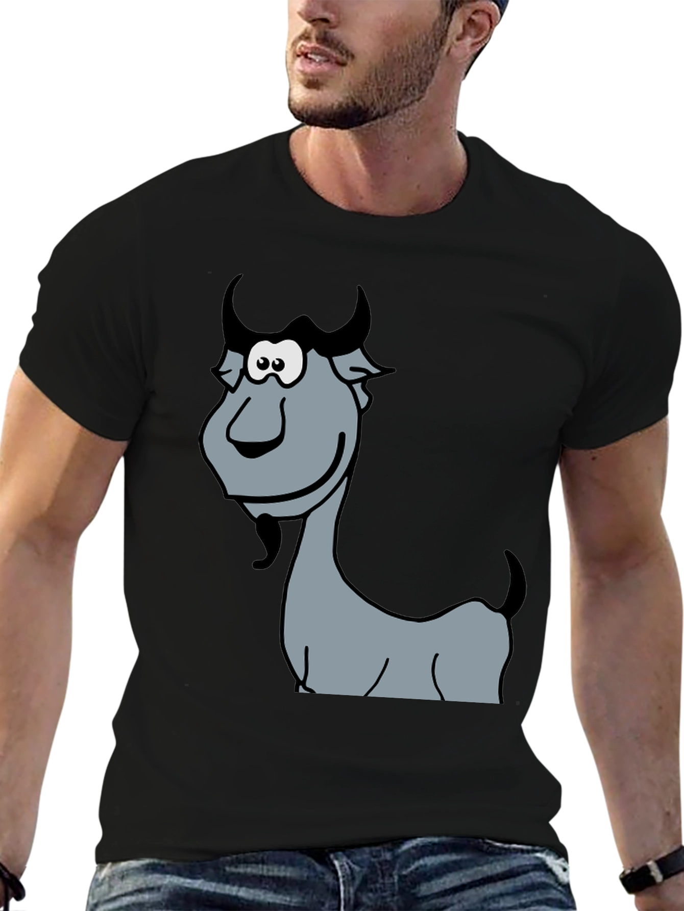 Funny Goat Cartoon Graphic T-Shirt