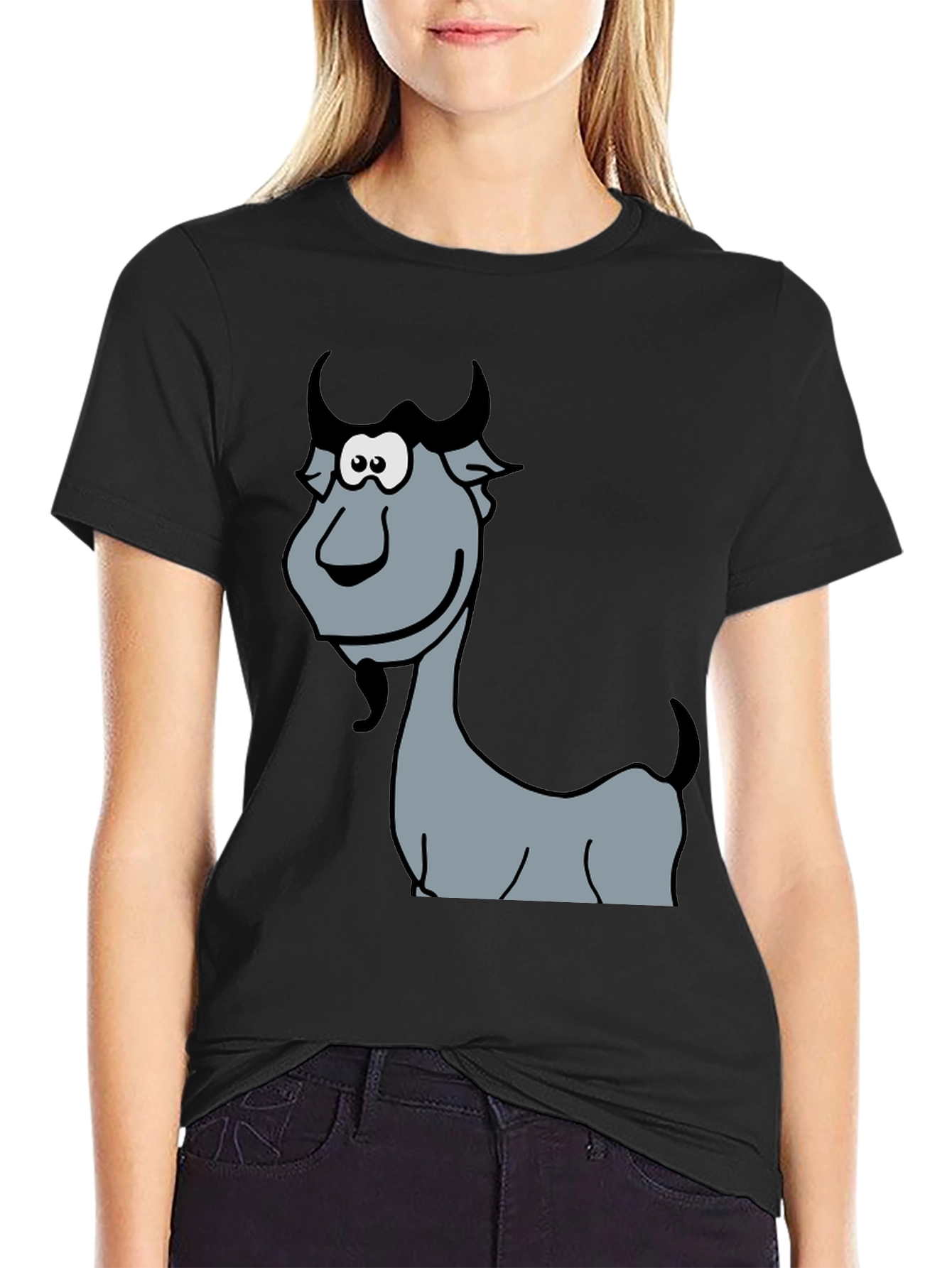 Funny Goat Cartoon Graphic T-Shirt