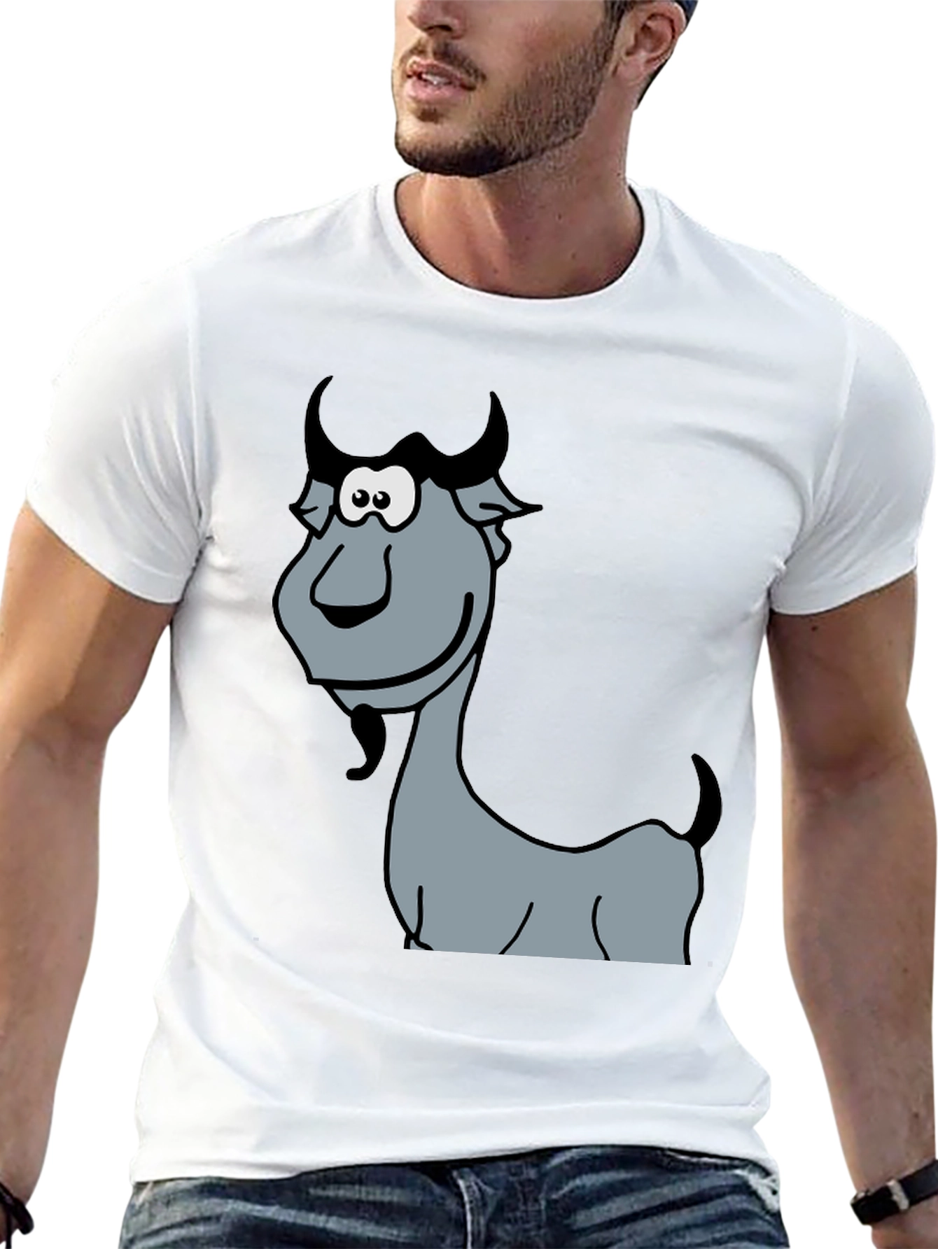 Funny Goat Cartoon Graphic T-Shirt