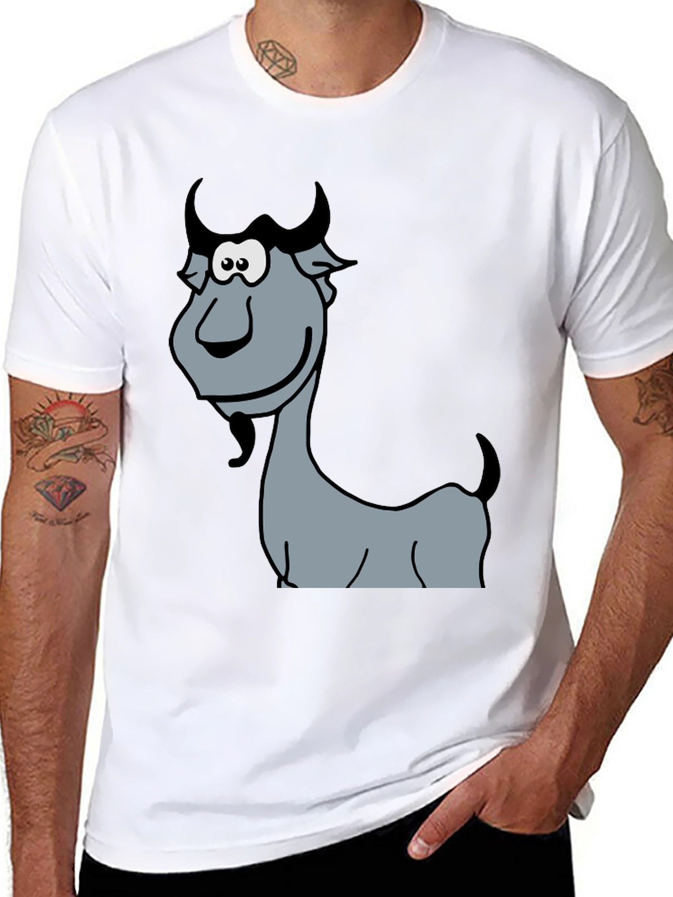 Funny Goat Cartoon Graphic T-Shirt