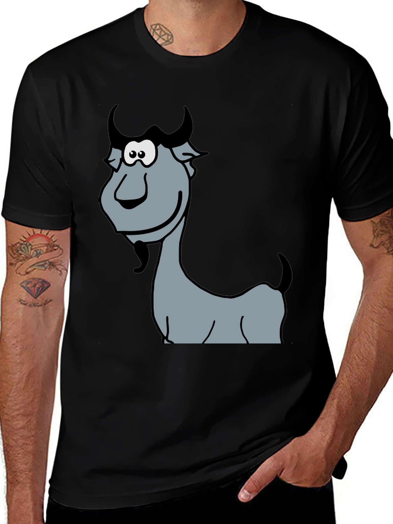 Funny Goat Cartoon Graphic T-Shirt